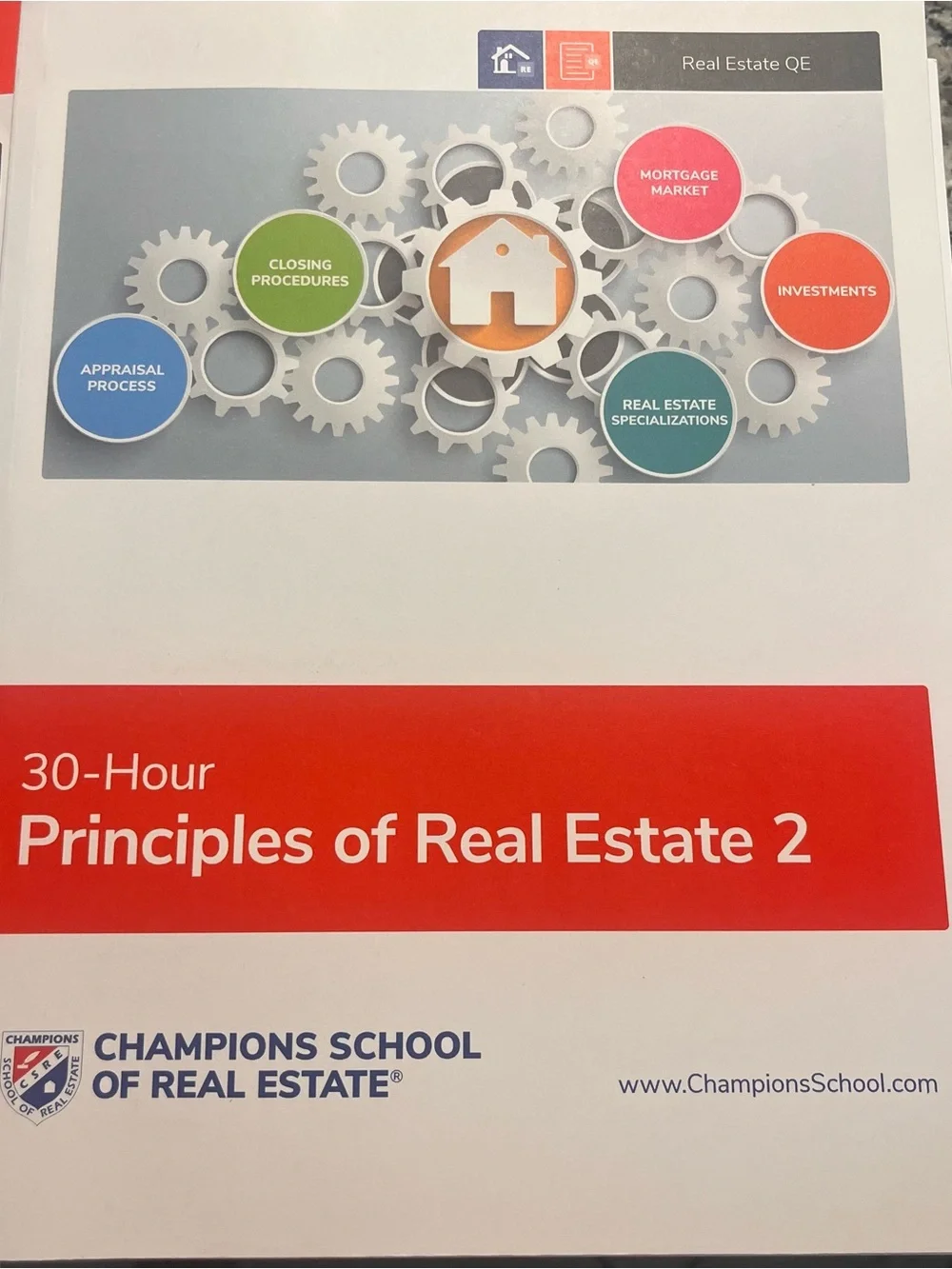 Champions School 30-Hour Principles of Real Estate 1 - Red and White Cover